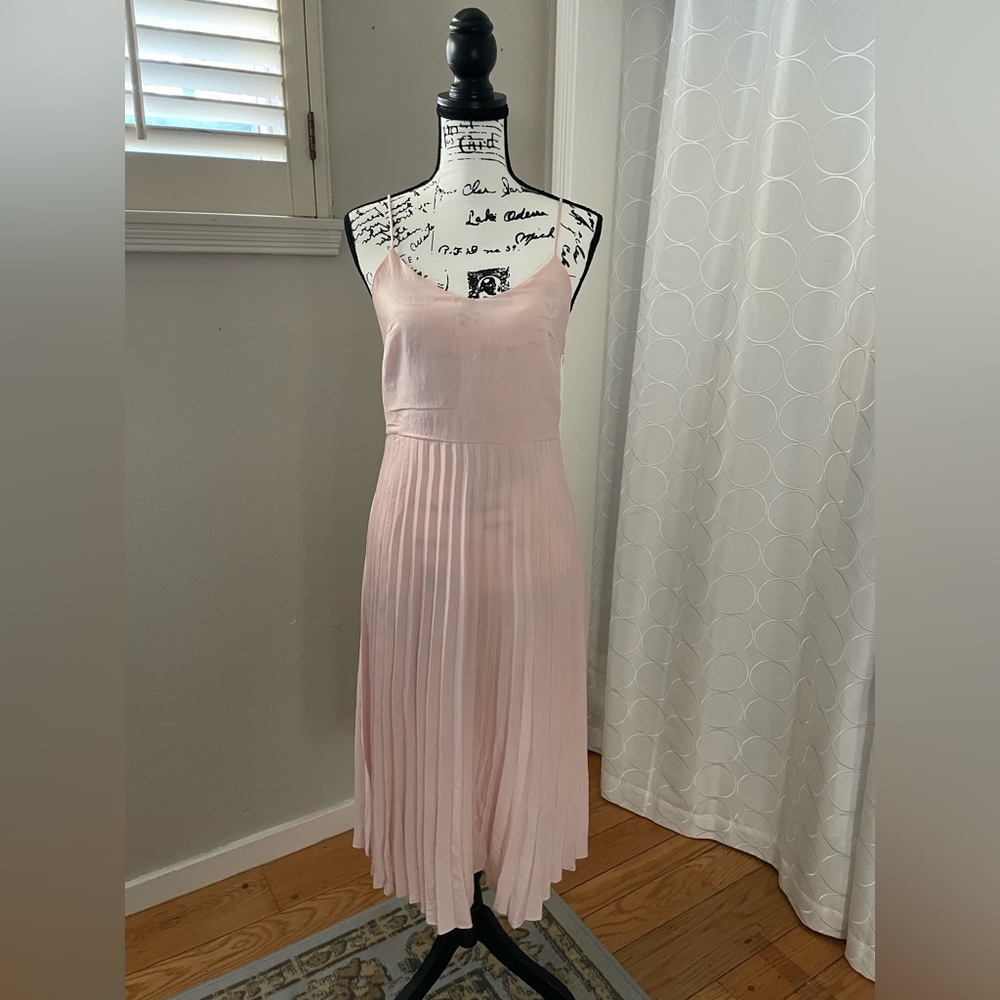 Light Pink Pleated Spaghetti Strap Dress